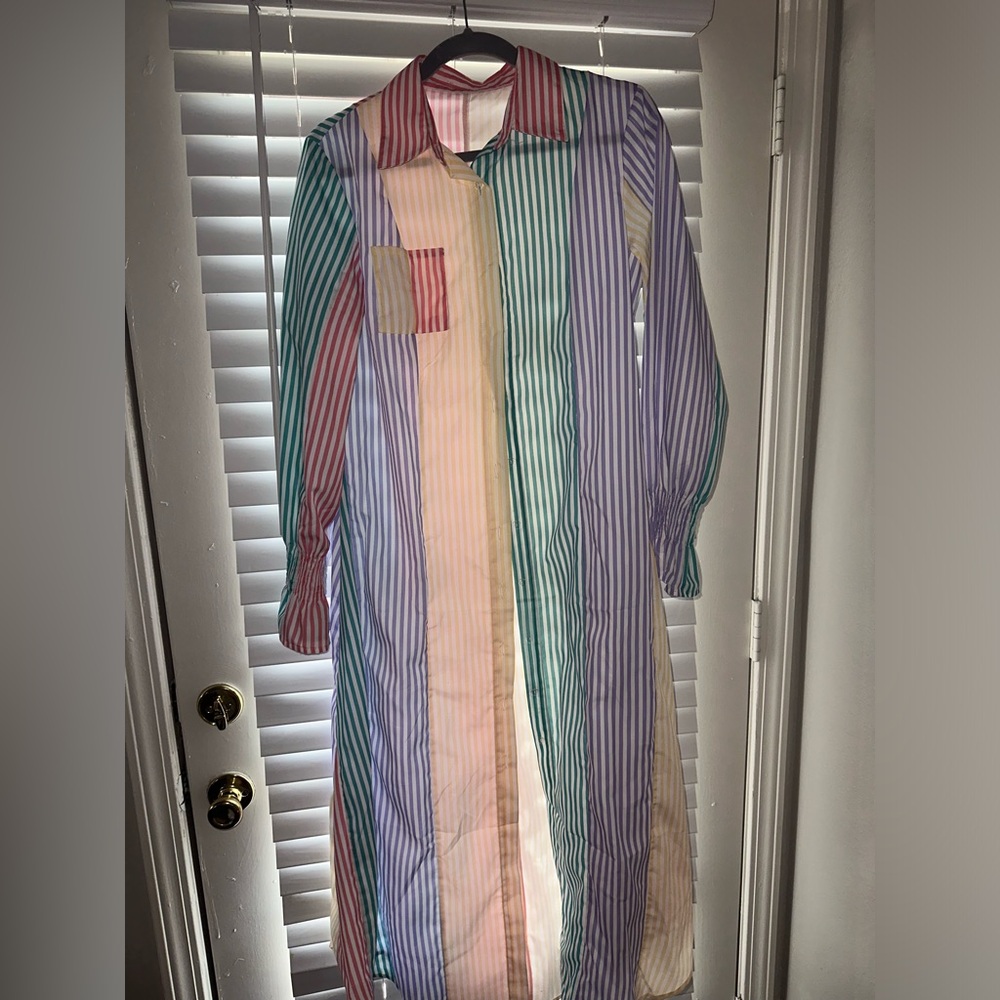 Beach rainbow striped cover up